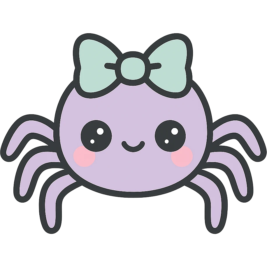 Replace the pet with a cute gothic spider, keeping the kawaii gothic style, and preserve the transparent background. emoji