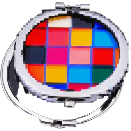 Compact mirror with makeup emoji