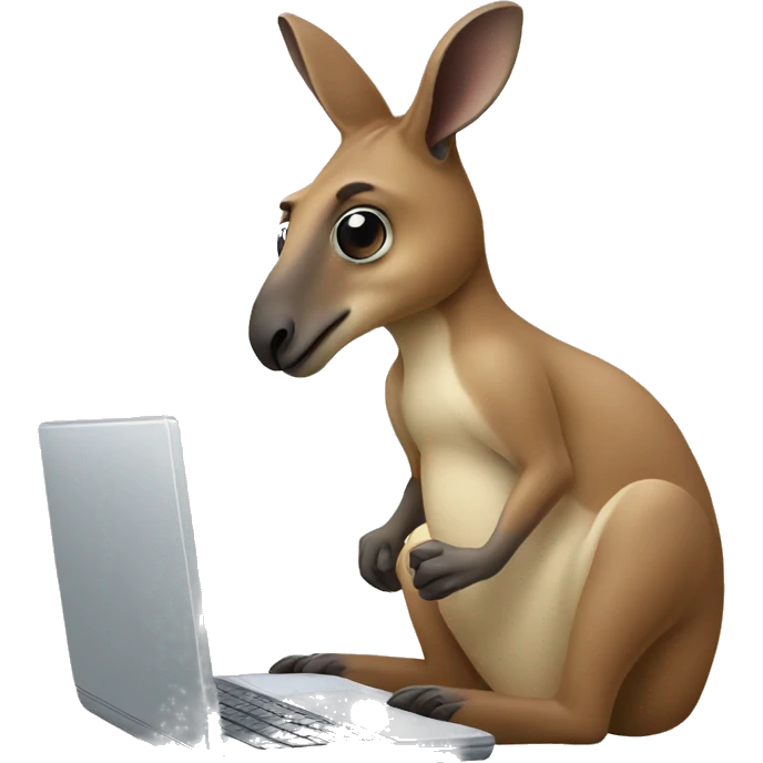 kangaroo using laptop emoji