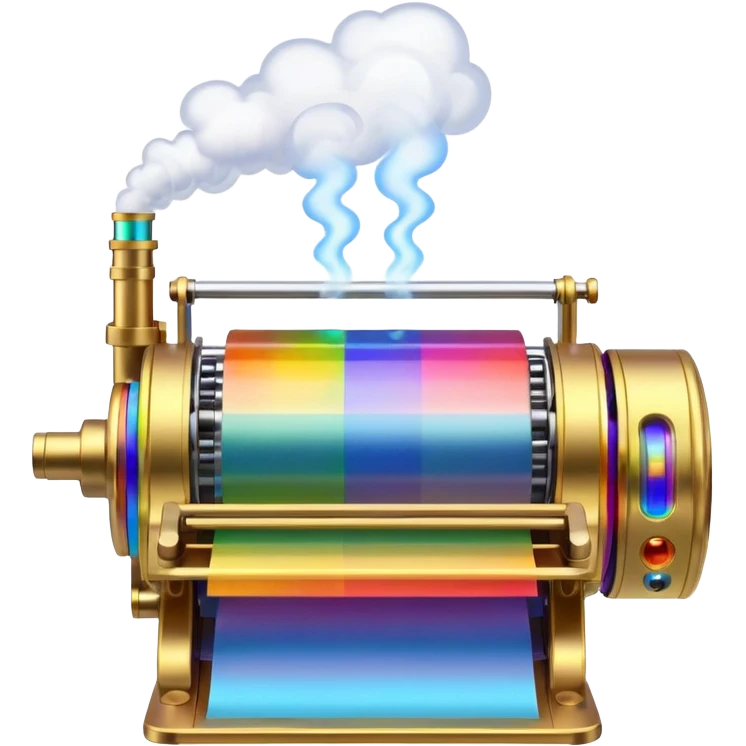 Rainbow creating  machine  with smoke coming out  emoji