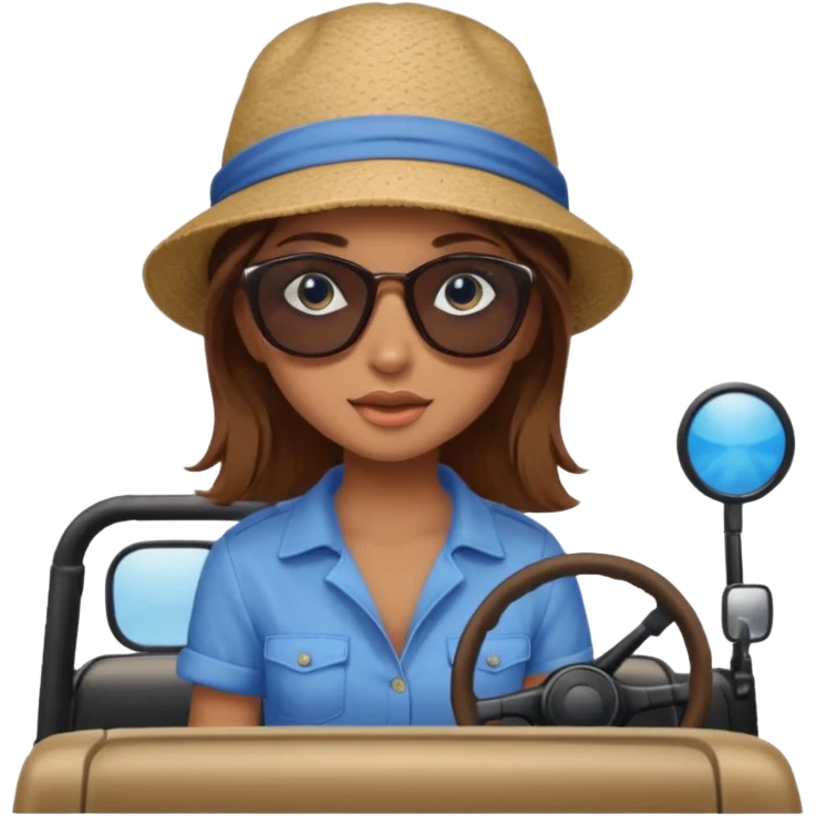 girl in a jeep, blue eyes and brown hair emoji