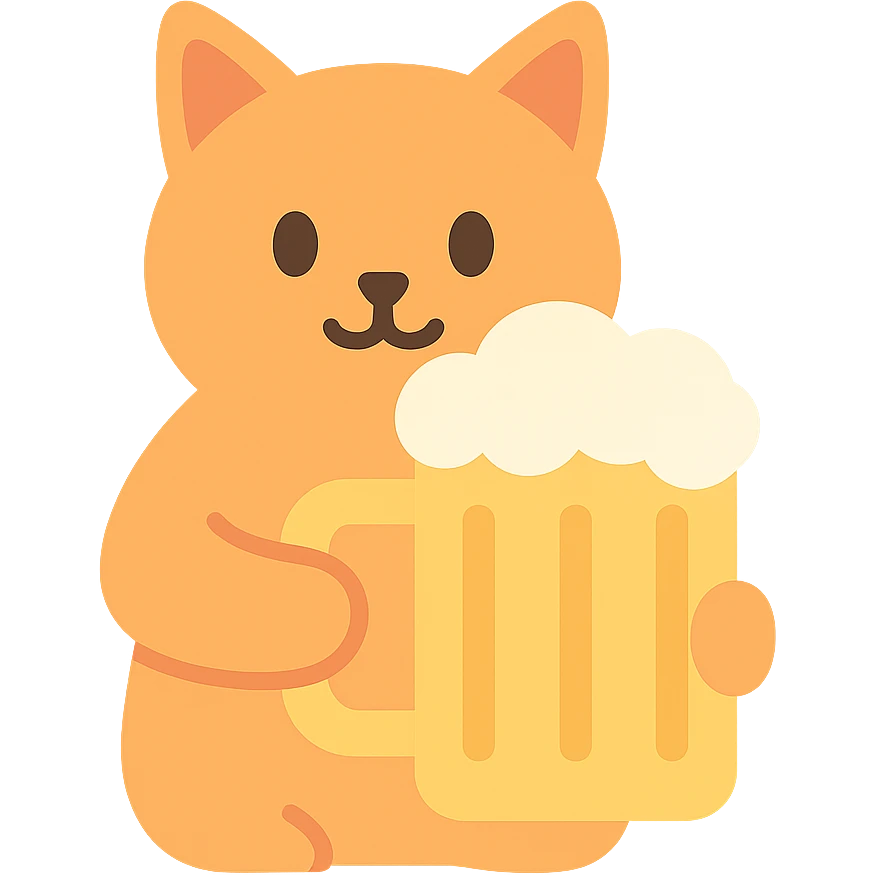 cat holding a giant beer mug emoji