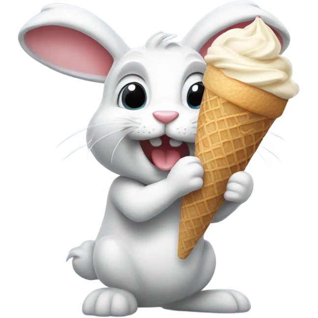 A rabbit eating icecream emoji