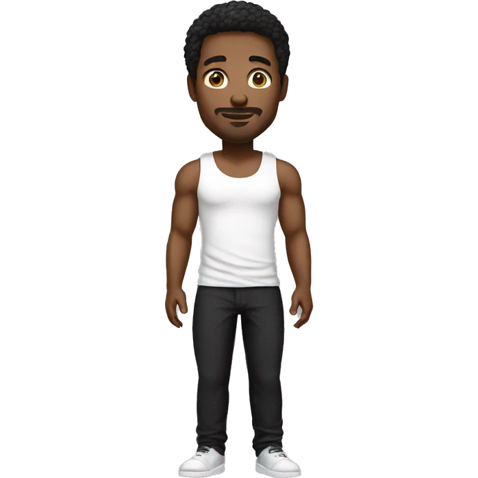 black man wearing a white tank top and black pants emoji