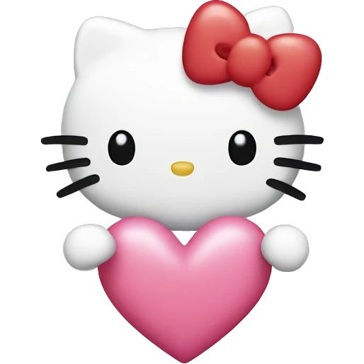 Hello kitty with hearts emoji