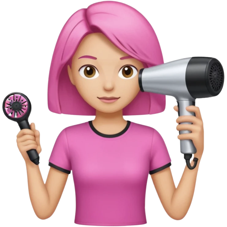 peluquera con camiseta rosa y secador en la mano emoji