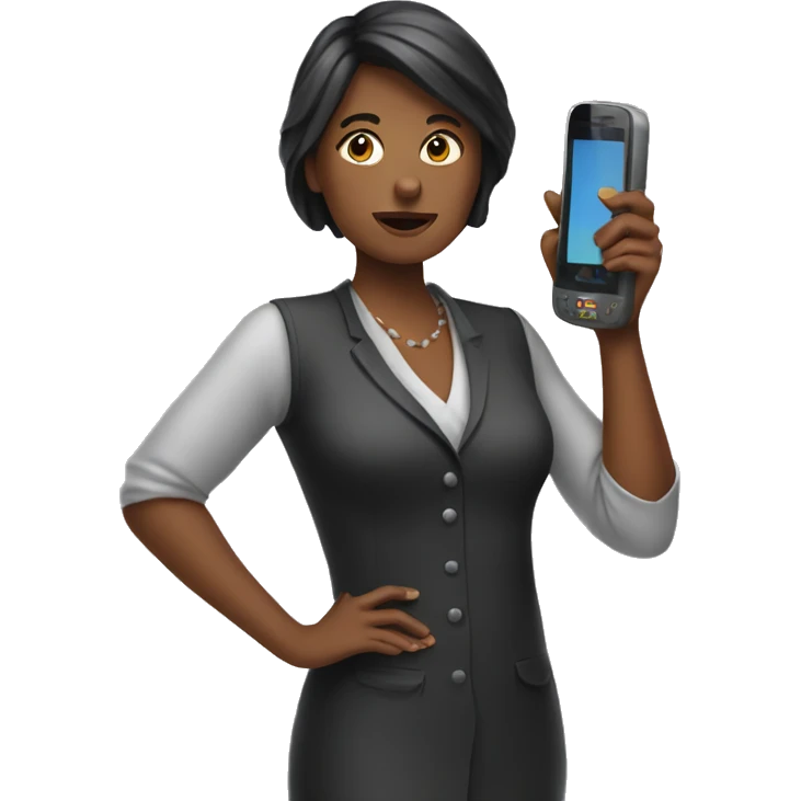 woman holding big phone emoji