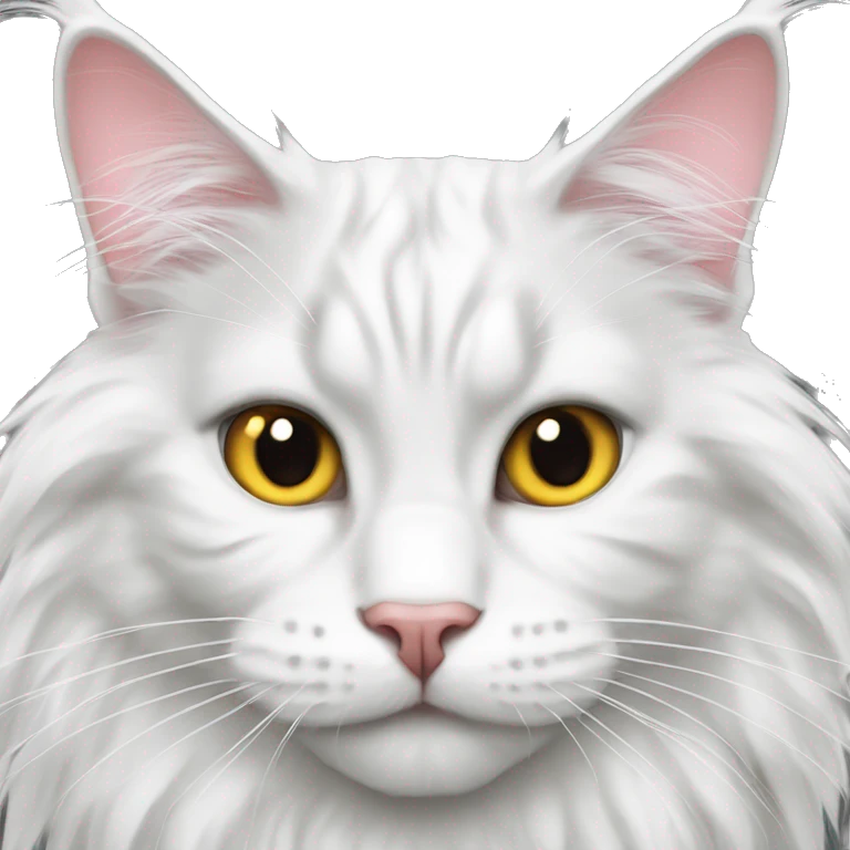 White Maine Coon with hearts emoji