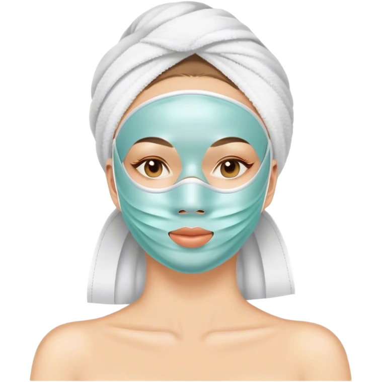 Lady with face mask spa beauty full face relaxing emoji
