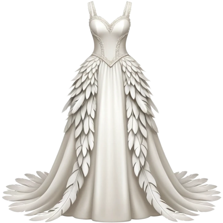 Hyper Realistic ornate Wedding dress displays  with feathers  emoji