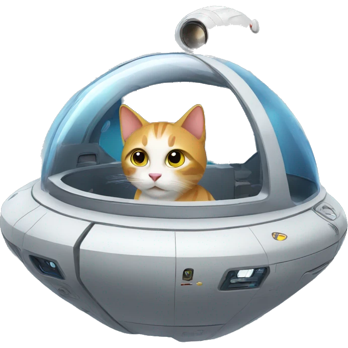 Cat inside a spaceship moving emoji