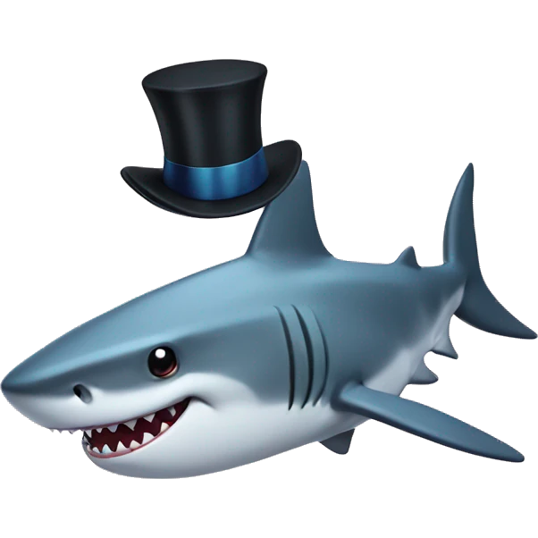 Shark with a top hat emoji