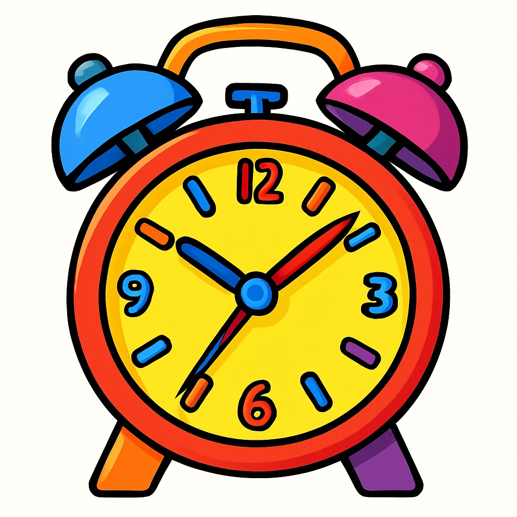colorful and fun cartoon style clock emoji