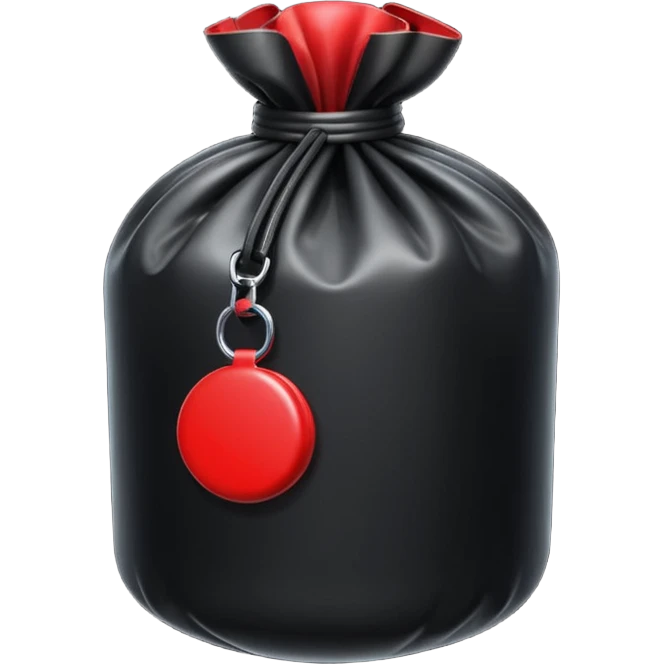black inflated bag with red accent emoji