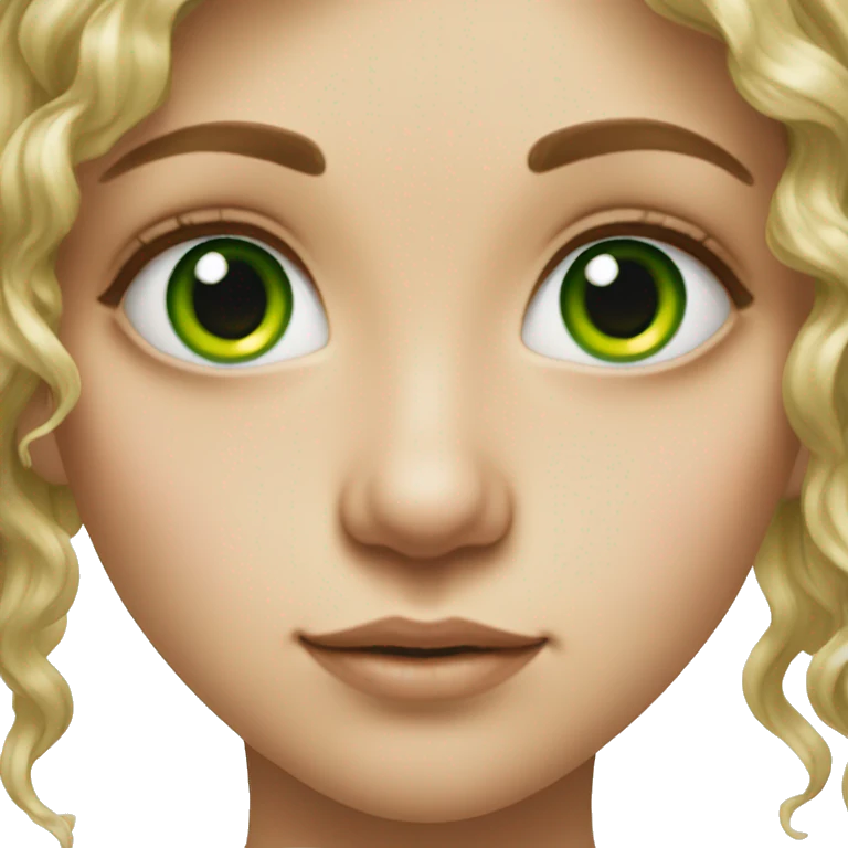 realistic portrait of girl with green eyes emoji
