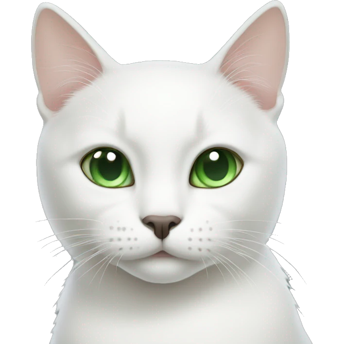 White cat dark spots green eyes emoji