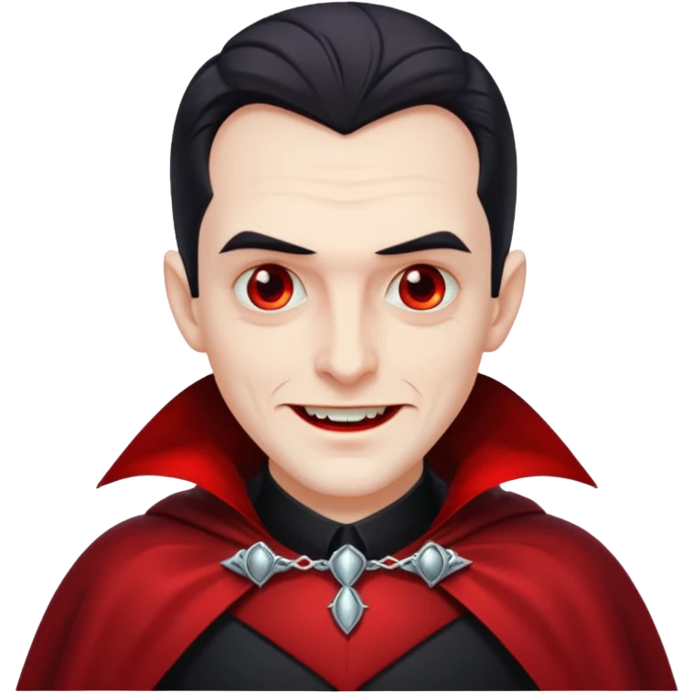 cool Dracula with classic vampire cape, smirking, WhatsApp emoji style emoji