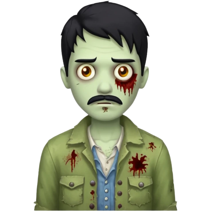 young zombie with black hair and white mustache emoji