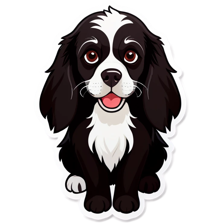 A black spaniel with white markings on its chest emoji