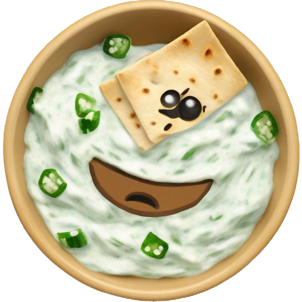 Tzatziki in a bowl with sliced up pita Bread emoji