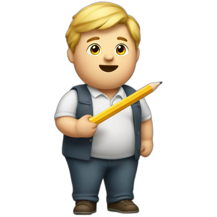 A fat boy with a pencil in his hand emoji