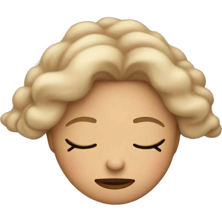 girl with dirty blonde hair and light pink sweater sleeping cozily on white pillow emoji