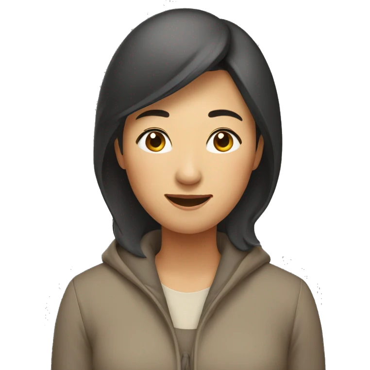 an Asian mother with a warm and warm impression emoji