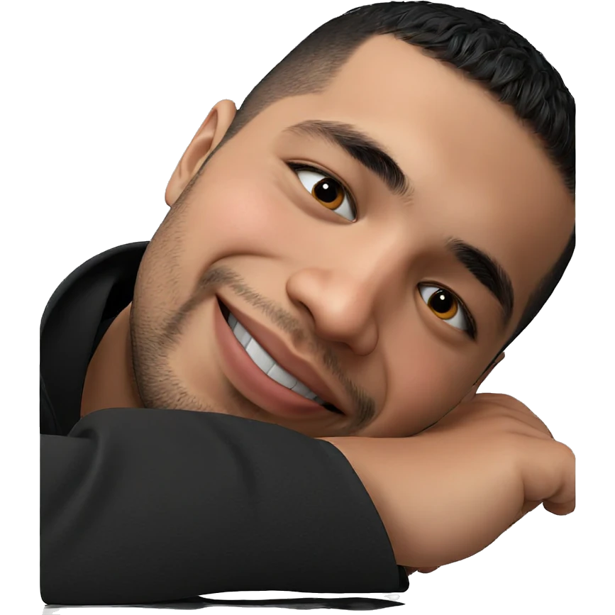 portrait of a boy in black emoji