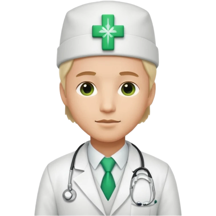 a doctor in white suit with a doctor hat with green cross emoji