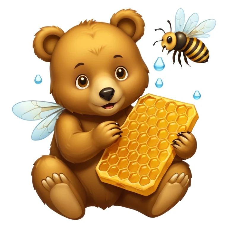 bear eating honeycomb with bees flying around emoji