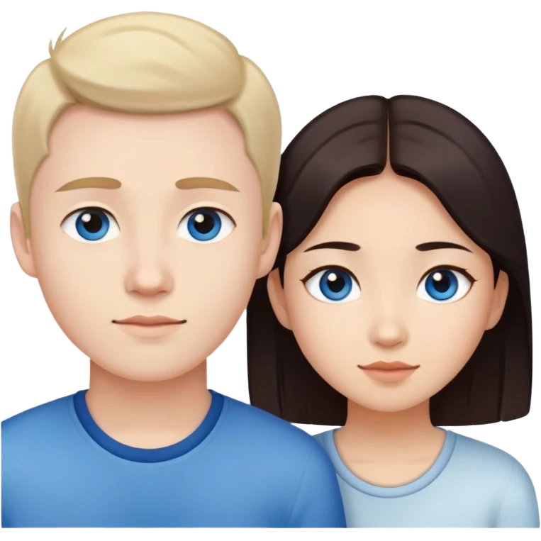 Asian girl with brown eyes and white boy with blue eyes couple emoji
