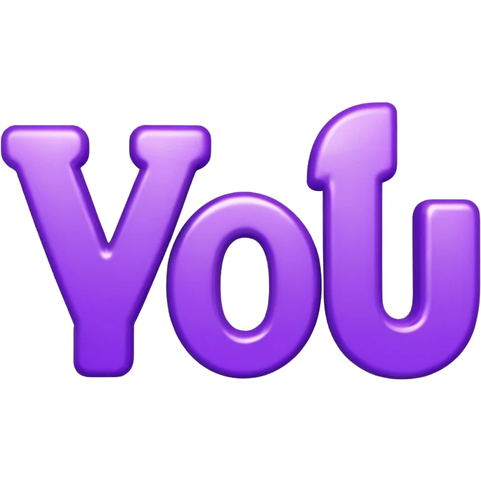 3D text that spells "YOU" in a shiny purple fancy font  emoji