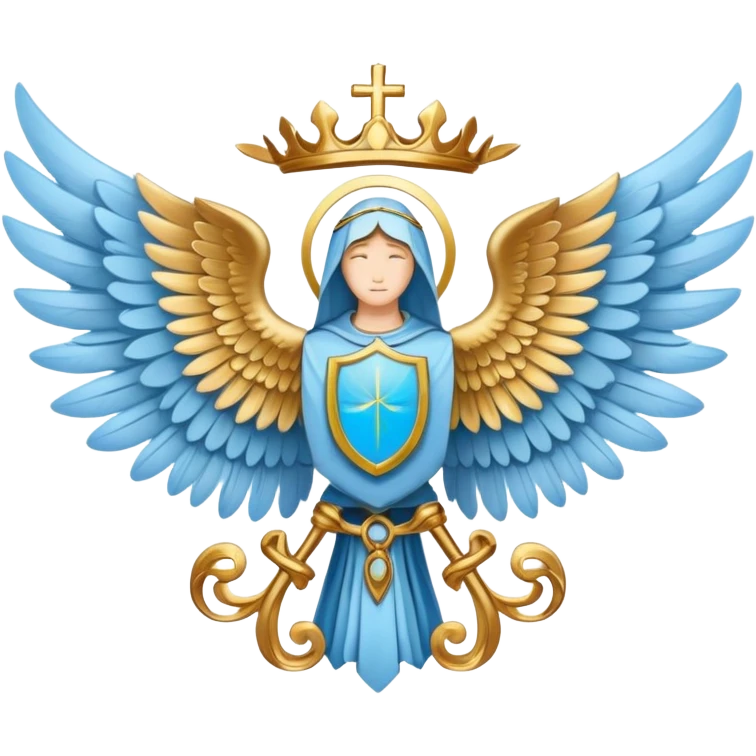 holy saint emblem with light blue wings emoji