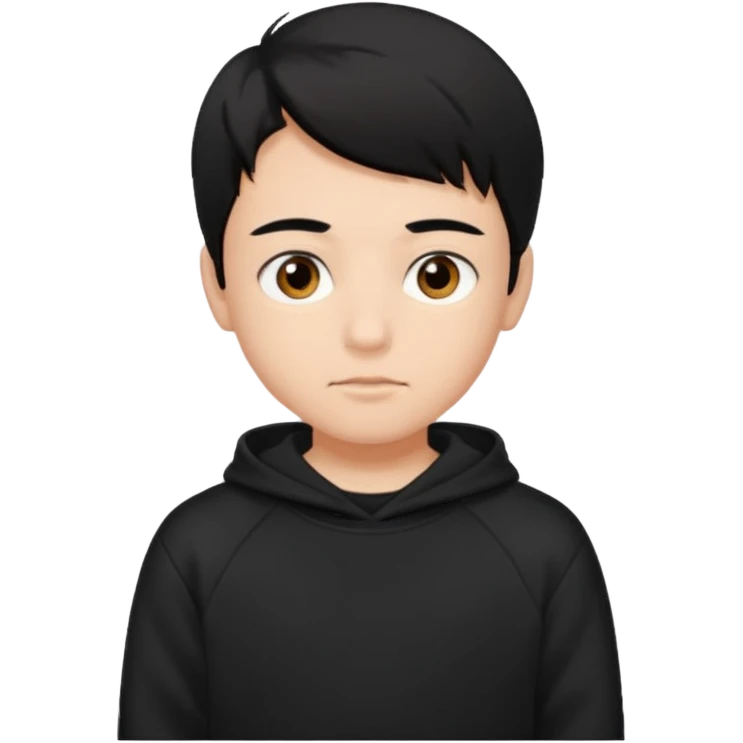 Chłopak brązowe oczy czarne włosy bluza czarna emoji