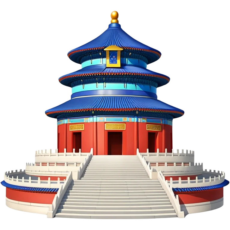 Temple of Heaven Beijing, simplified emoji style with bold outlines and bright colors, cartoon style round blue roof temple emoji