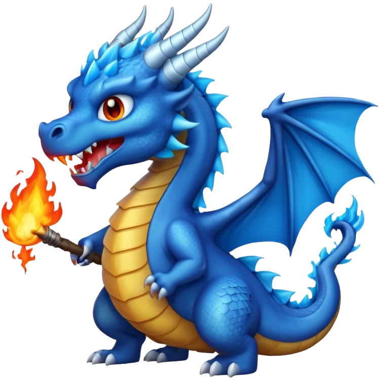 Make an emoji of a dragon shooting blue fire out of its mouth. emoji