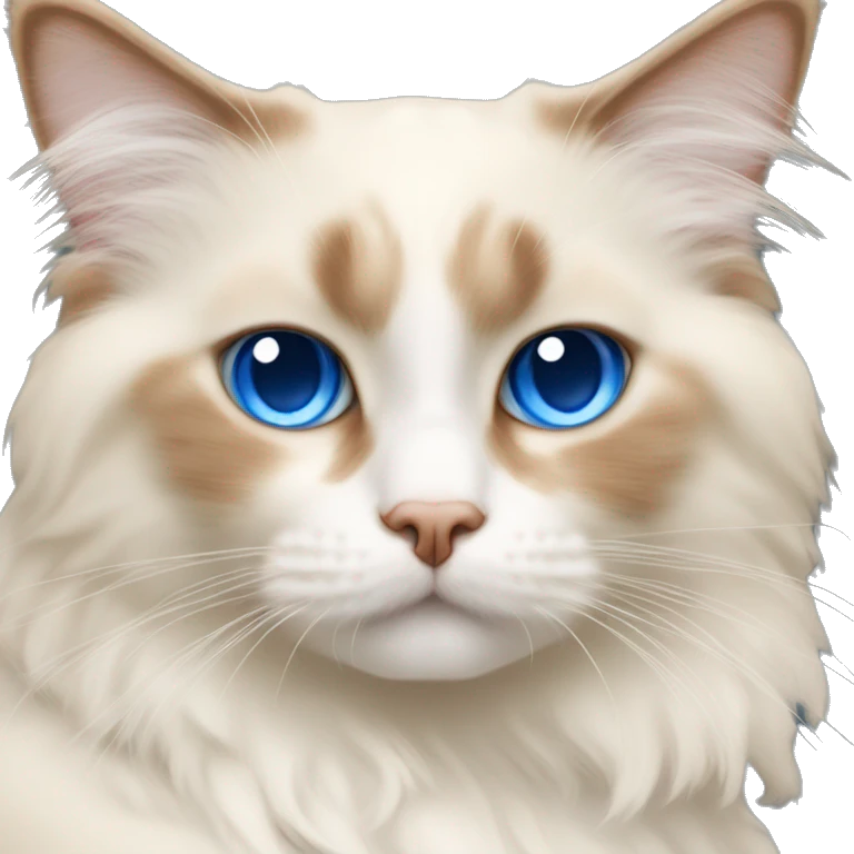 cream and orange bicolor ragdoll cat with blue eyes curled up  emoji