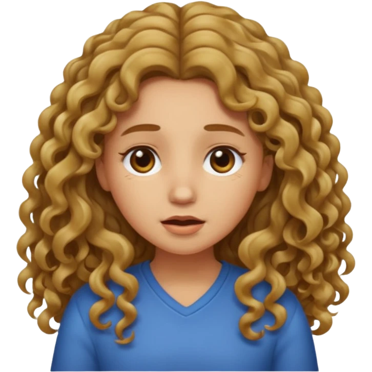 long Bronde curly hair girl bawling  emoji
