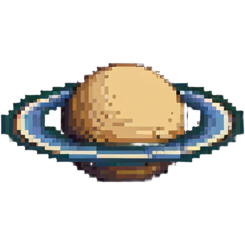 Pixel art Saturn planet in greyscale emoji