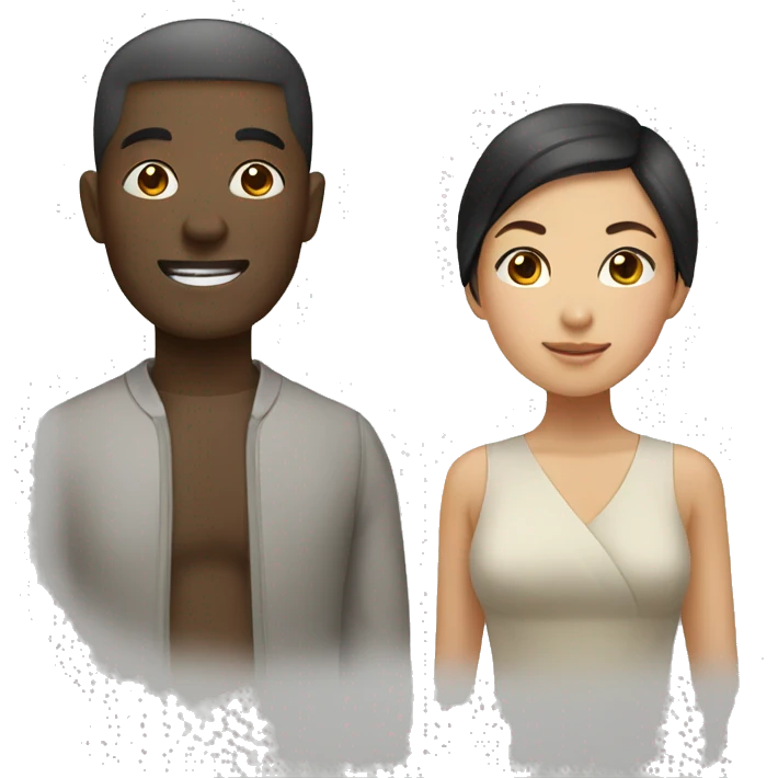 asian lady and african man couple emoji