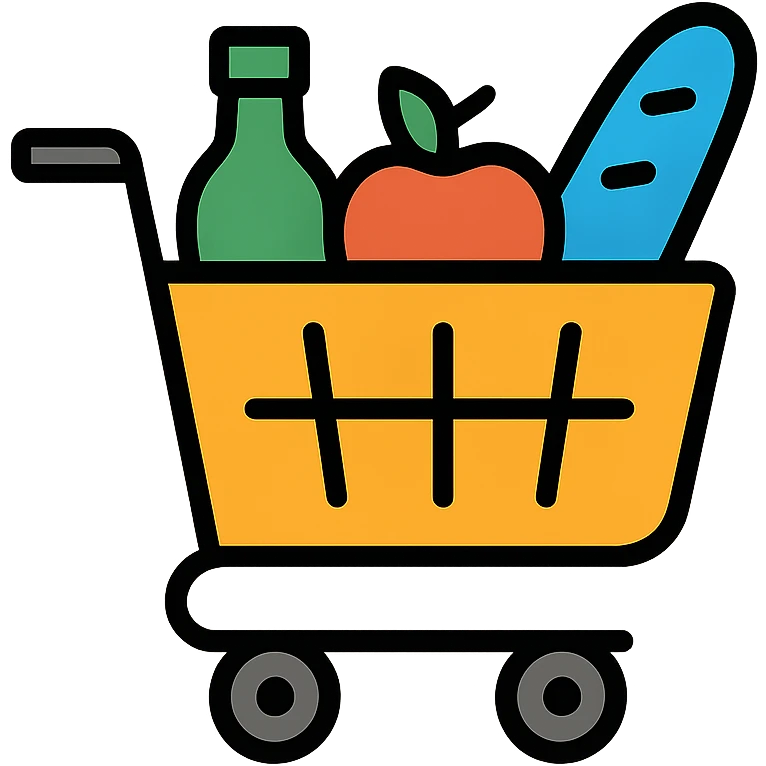 Shopping cart icon with products inside emoji