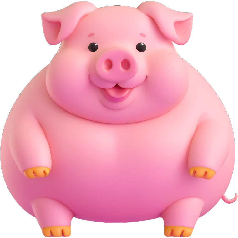 very obese pig, playful and cute emoji