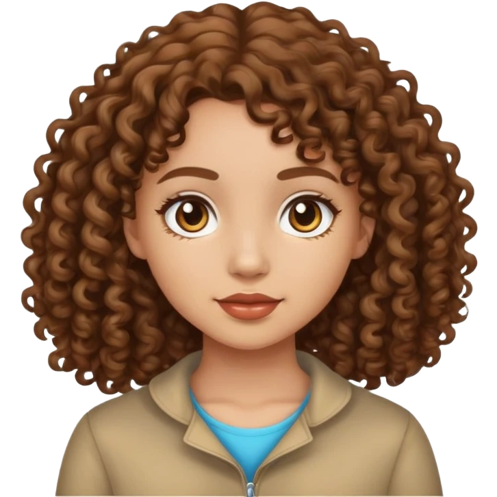 Light skinned medium Length brown curly haired girl emoji