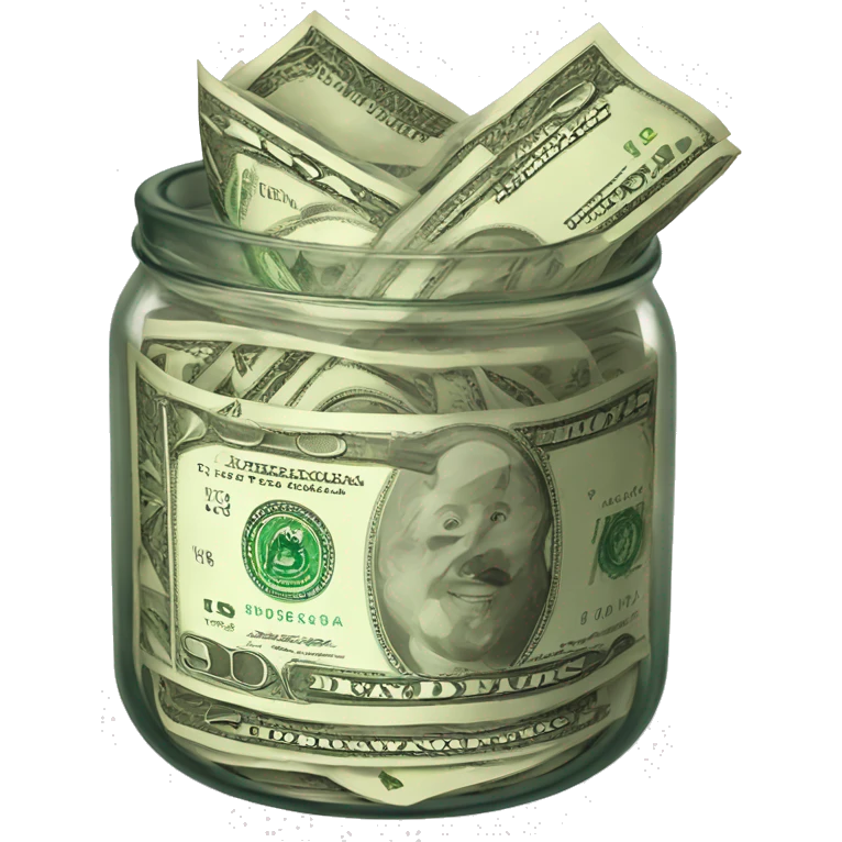 Tip jar dollar bills emoji