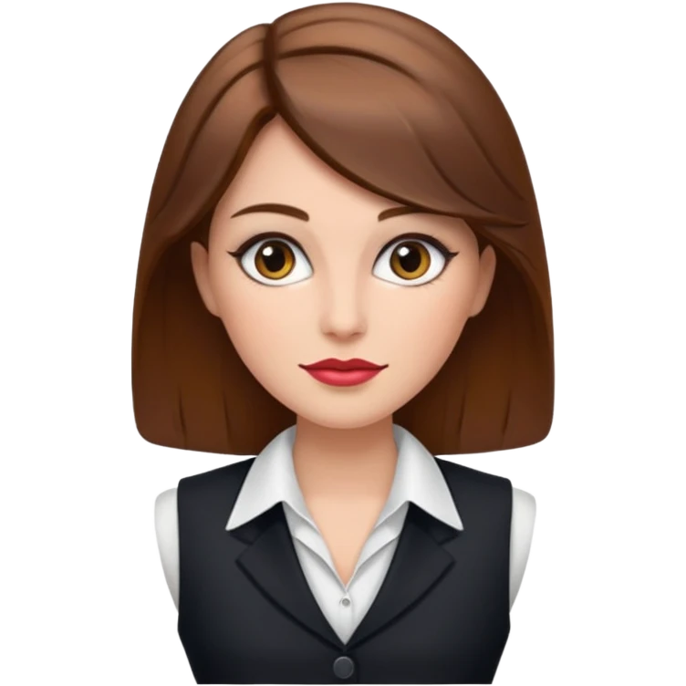 portrait of adult woman, formal vest, makeup emoji