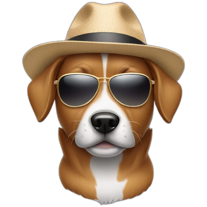 a dog wearing hat and sunglasses  emoji