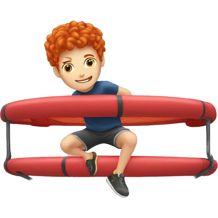 Red head boy on trampoline  emoji