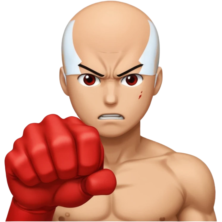 Angry Saitama with his red giant hand punching emoji