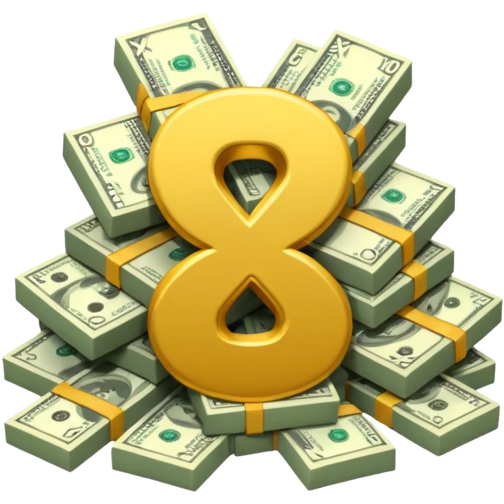 start with a 3d number 10, and 3d letter x, "10x", then to its right, a cash pile, make bills rectangular, looking like a multiplier of the wad of cash emoji