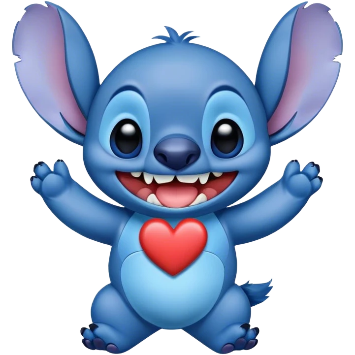 Stich con un corazón diciendo hola bombón emoji